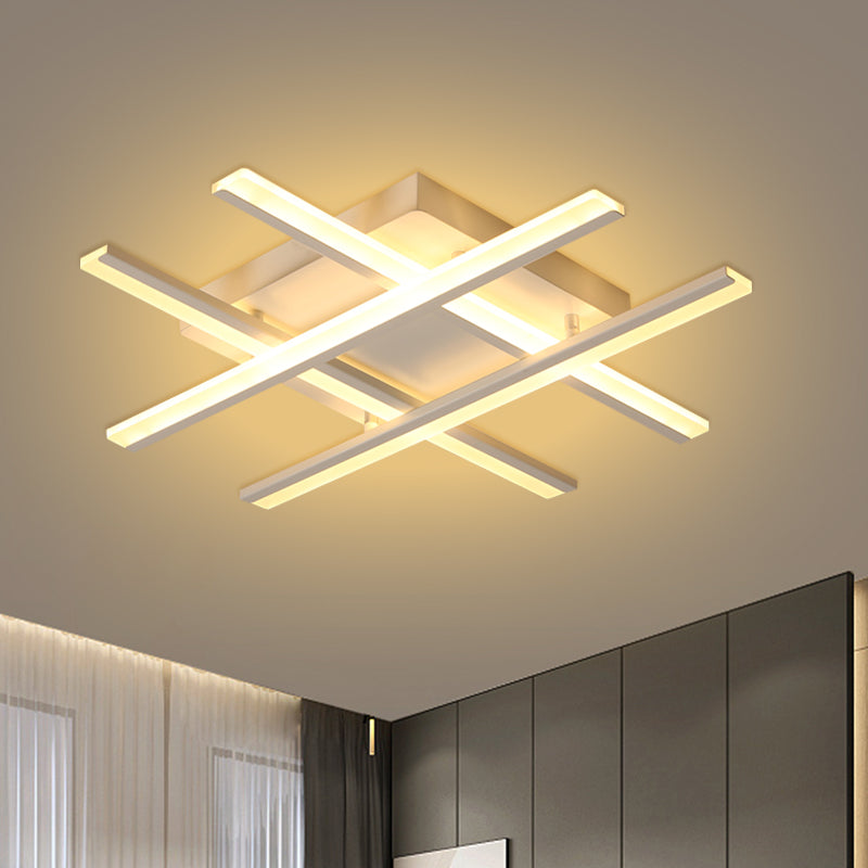 White Acrylic Led Living Room Ceiling Mount Light With Minimalistic Design