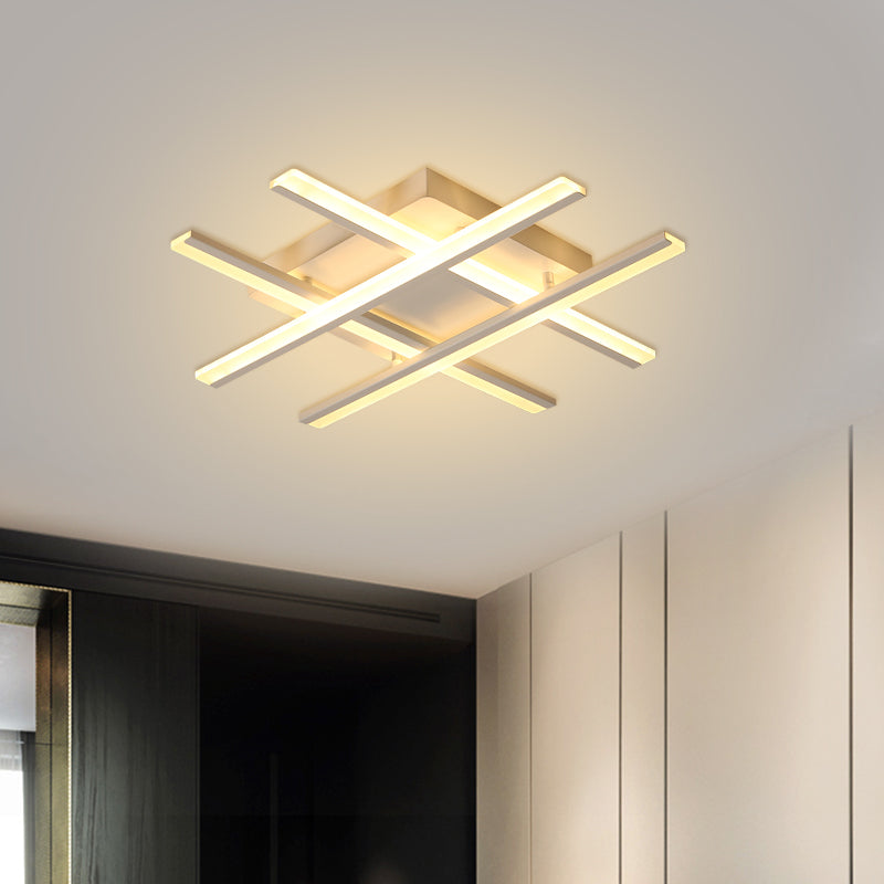 White Acrylic Led Living Room Ceiling Mount Light With Minimalistic Design