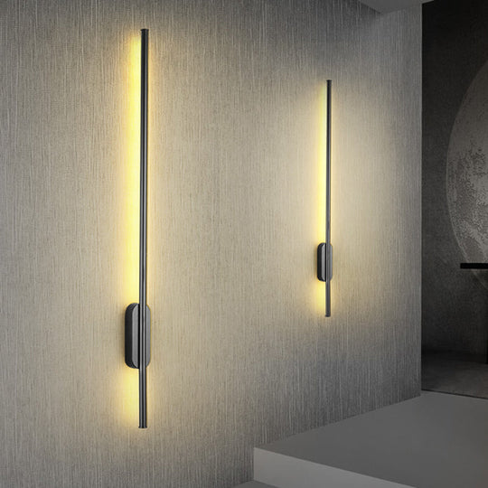 Modern Black Led Bedroom Wall Sconce - Simplicity Bar Lighting Fixture Warm/White Light / Warm