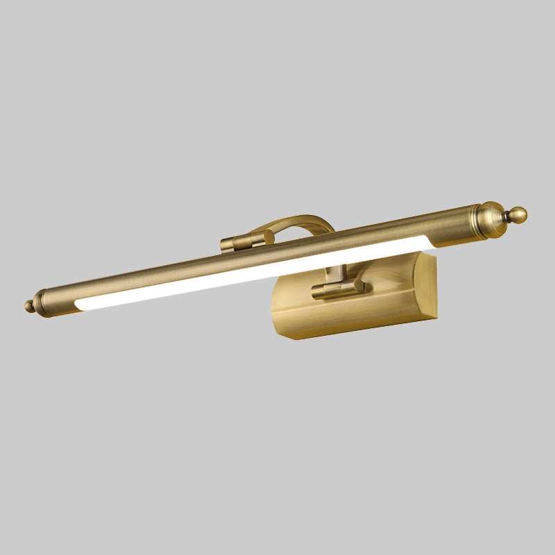 Modern Wall-Mounted Led Vanity Lamp In Brass Finish - Straight Mirror Cabinet Light Fixture