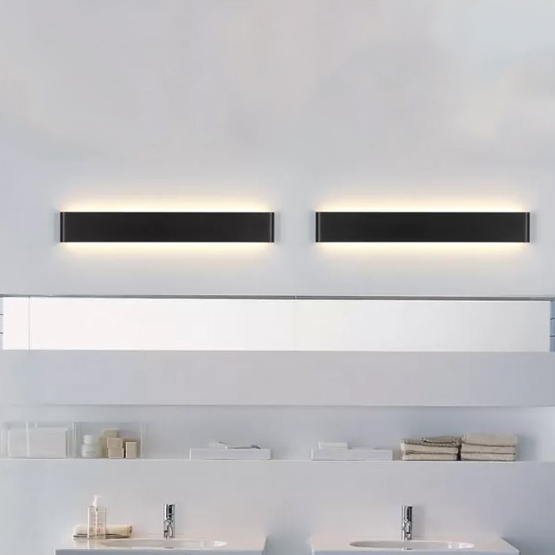 Modern Black/White Led Wall Lamp With Rectangular Metal Shade - Great Room Sconce Fixture Black