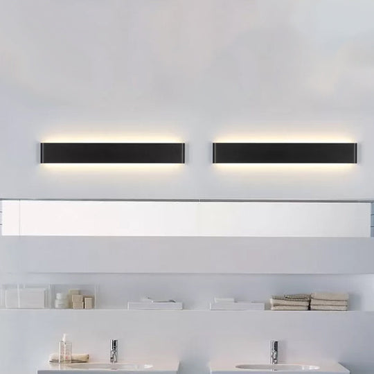 Modern Black/White Led Wall Lamp With Rectangular Metal Shade - Great Room Sconce Fixture Black