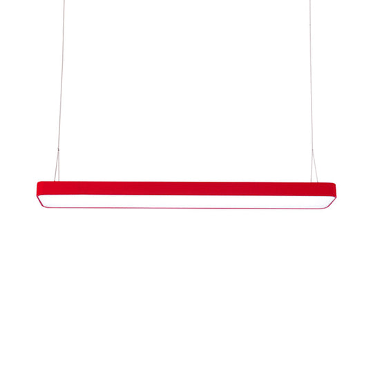 Red Rectangular Led Island Pendant Light For Kids Room With Acrylic Shade