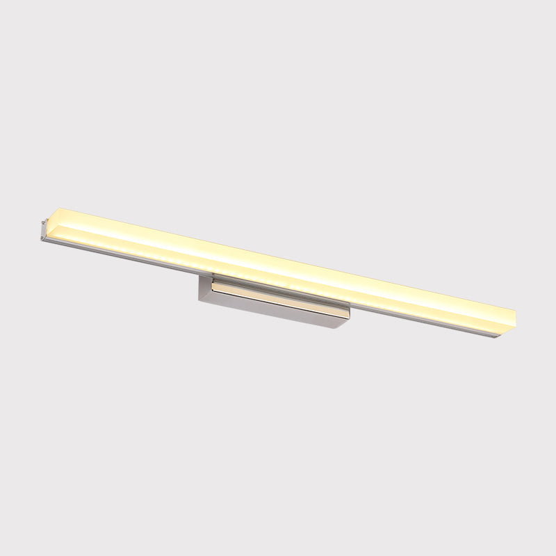 Contemporary Led Chrome Vanity Light With Streamlined Metal Shade For Bathroom