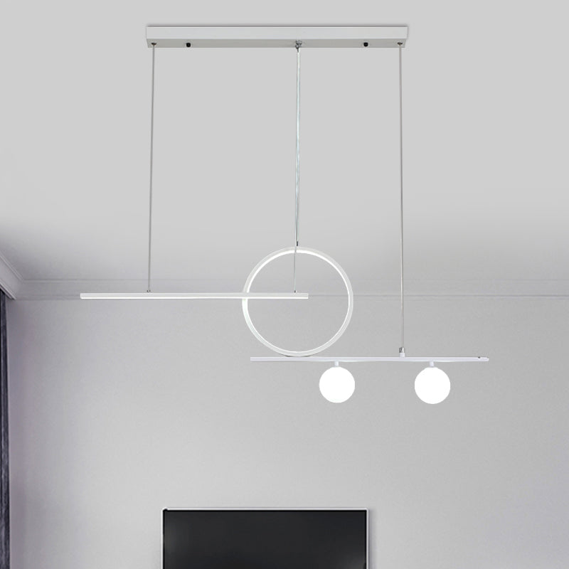 Black/White Metal Suspension Light: Modern Bar And Circle Design Led Island Lighting For Dining Room