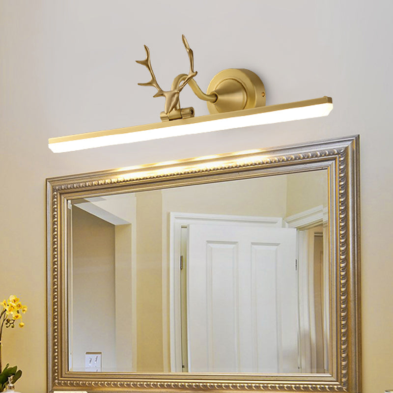 Metal Black/Gold Led Vanity Sconce Light With Antler Arm - Modern Wall Lamp Fixture