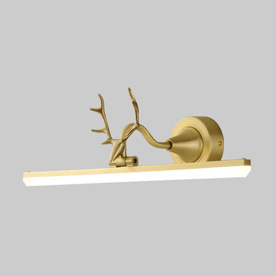 Metal Black/Gold Led Vanity Sconce Light With Antler Arm - Modern Wall Lamp Fixture