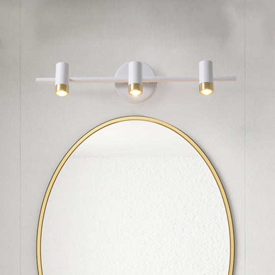 Minimalist Metallic 3-Arm Wall Mount Vanity Lamp For Bathroom White