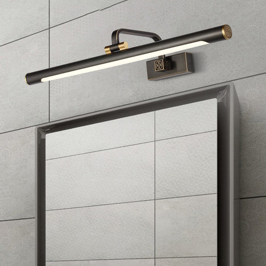 Minimalist Led Metallic Wall Light For Bathroom Vanity Mirror - Black Tubular Design