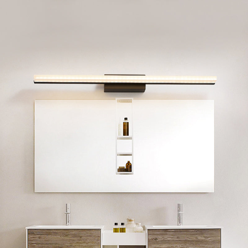 Modern Acrylic Linear Vanity Wall Sconce - Led Lighting Fixture In Black With Warm/White Light /