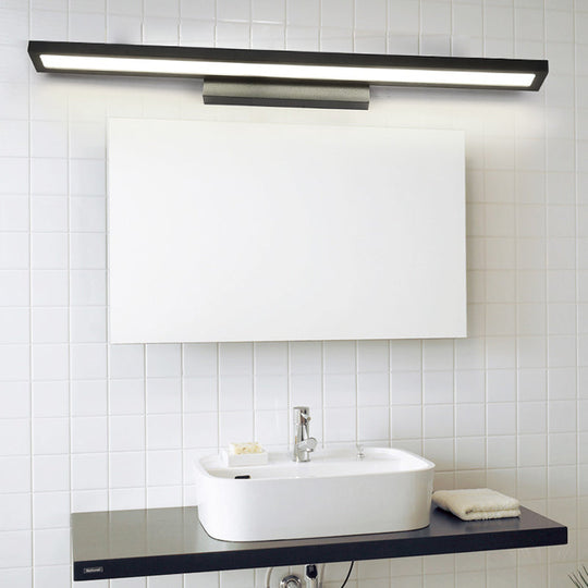 Tube Metal Led Bathroom Vanity Lamp - Minimalist Light Fixture In Black/Silver With Warm/White Black
