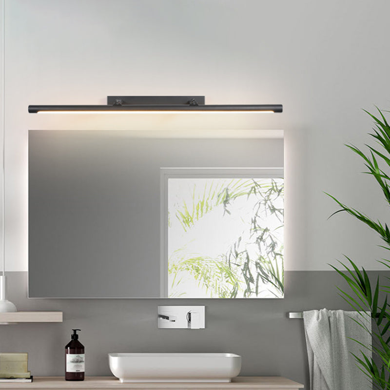 Minimalist Metal Vanity Light 16.5/24.5 Wall Mounted Led Sconce In Warm/White For Restroom Black /