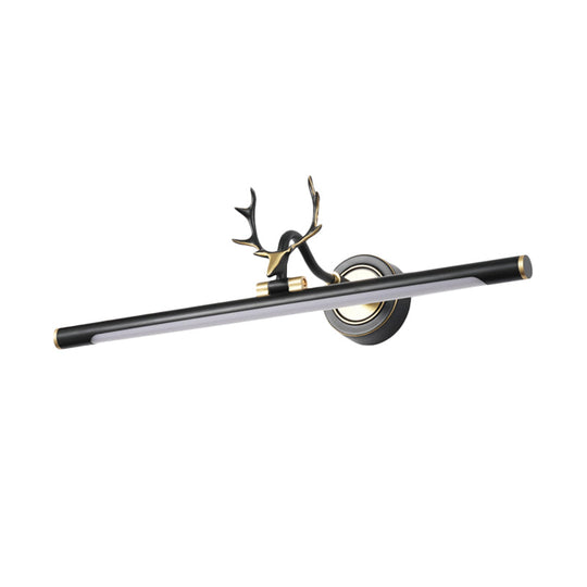 Modern Led Toilet Vanity Light With Black Antler Wall Mount And Metal Shade