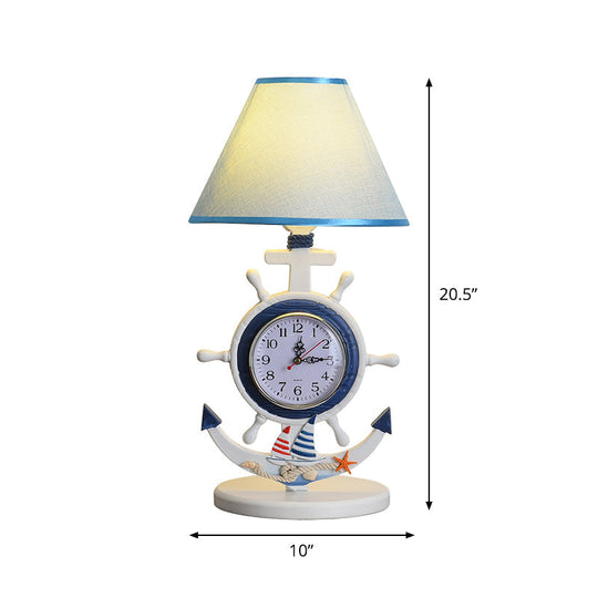 Kids Blue Desk Lamp With Clock Design - 1 Bulb Bedchamber Table Light

(Shorter Title While Still