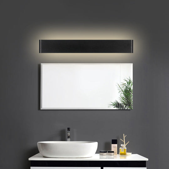 Modern Rectangle Vanity Wall Sconce: Black/White Aluminum Led Mount Lamp In Warm/White Light Black /