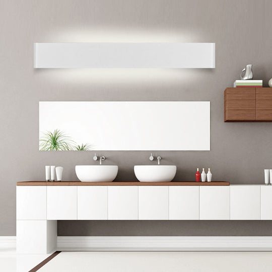 Modern Rectangle Vanity Wall Sconce: Black/White Aluminum Led Mount Lamp In Warm/White Light White /