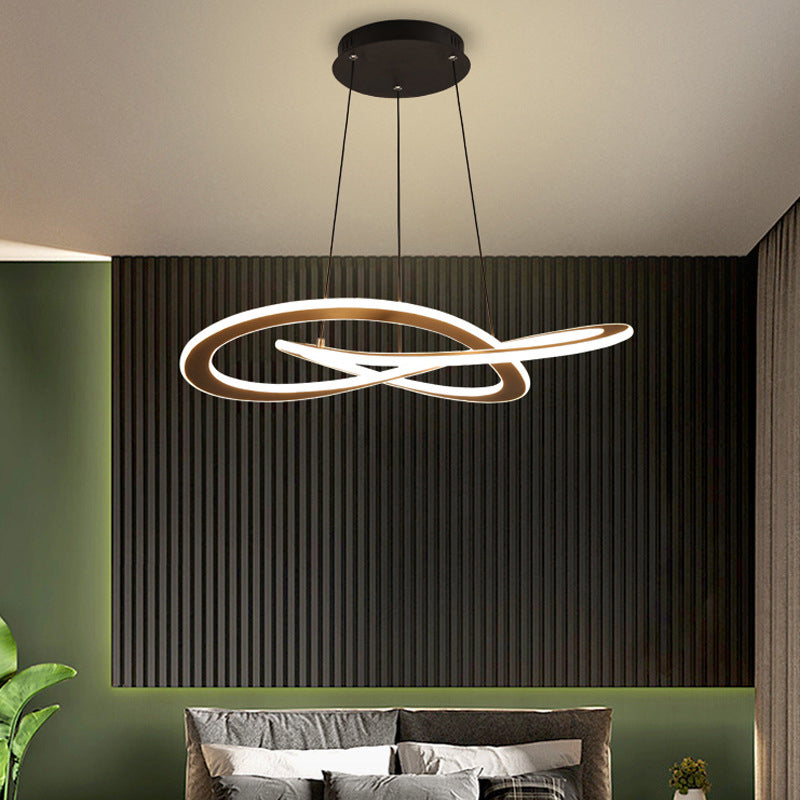 Modern Metal Pendant Chandelier - Knotting Circular Design - Warm/White Light - Hanging Ceiling Lamp