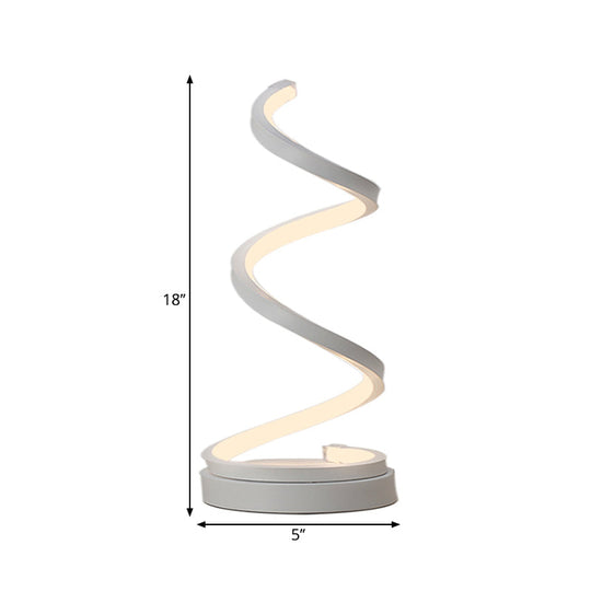 Minimalist Led White Desk Lamp For Study Room - Warm/White Light Spiral Nightstand Lighting With