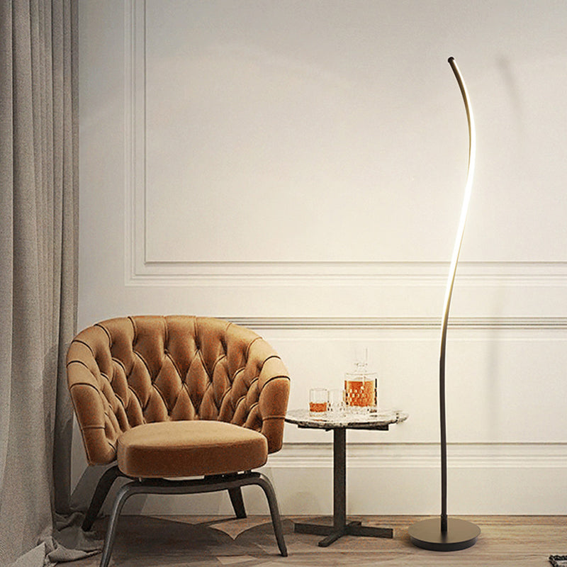 Modernist Led Spiral Floor Lamp For Drawing Room - Black/White Metallic Reading Light Black