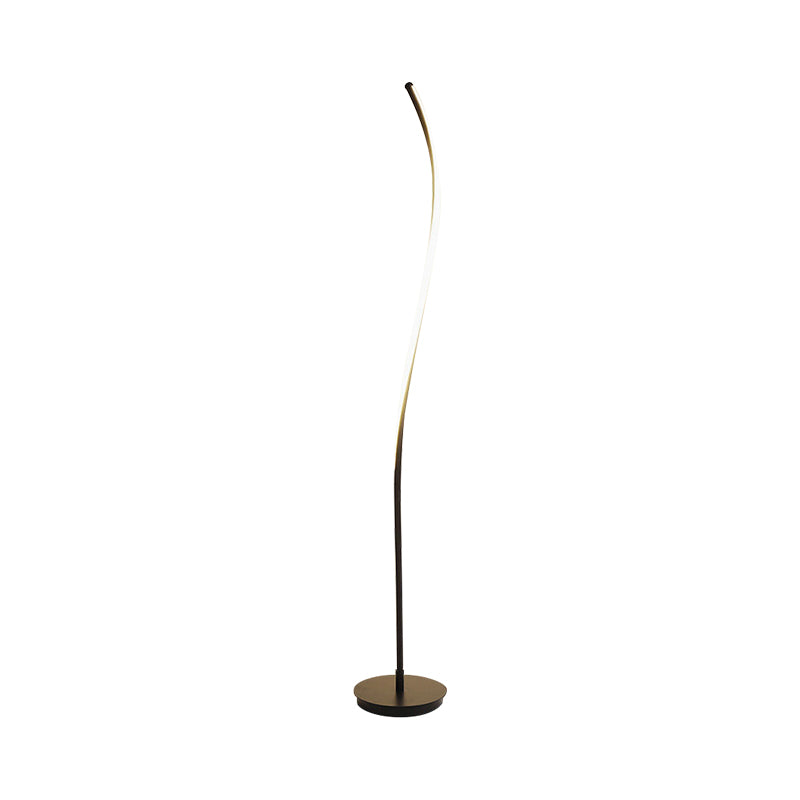 Modernist Led Spiral Floor Lamp For Drawing Room - Black/White Metallic Reading Light