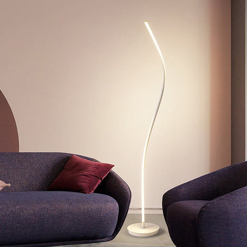 Modernist Led Spiral Floor Lamp For Drawing Room - Black/White Metallic Reading Light