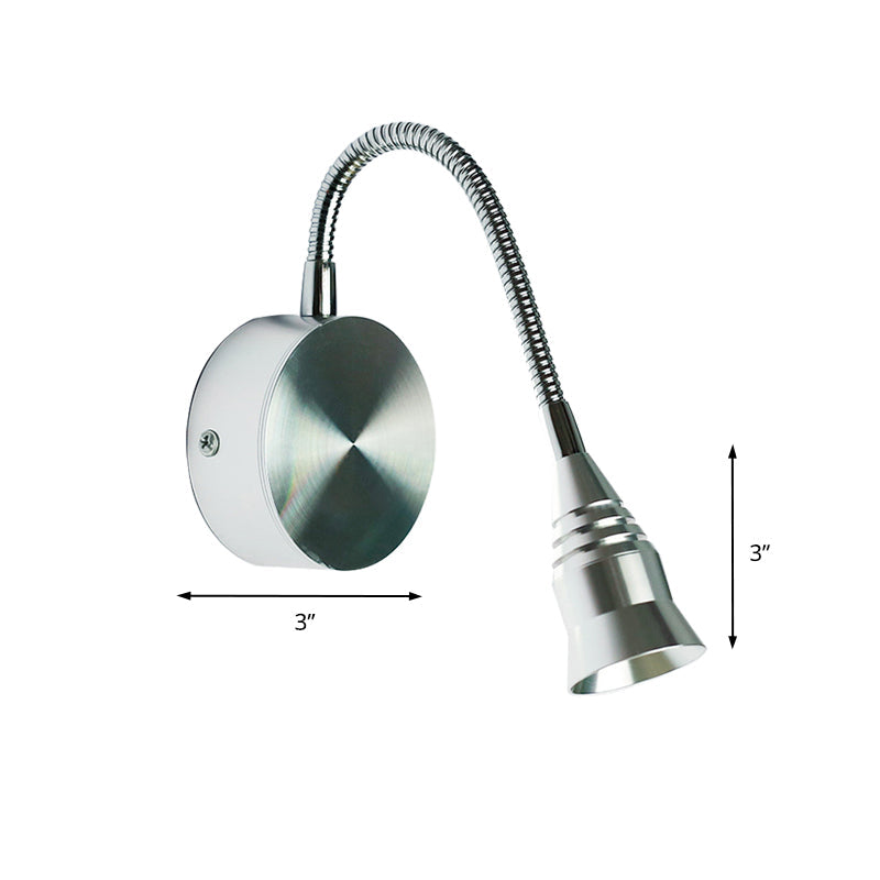 Modern Led Sconce Lamp With Chrome Metal Shade - Warm/White Lighting