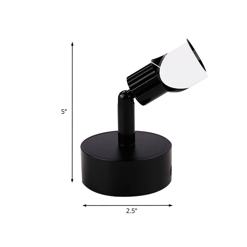 Mini Aluminum Led Spotlight Wall Lamp - Contemporary Style Black/White With/Without Switch