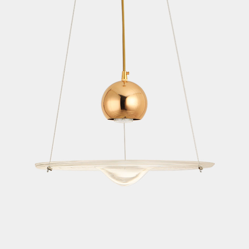 Modern Gold Glass Disc Pendant Lamp - 1 Light for Cafe Dining Room
