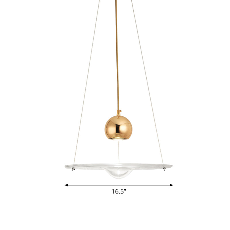 Modern Gold Pendant Lamp With Clear Glass Disc - Perfect For Cafe And Dining Room Lighting
