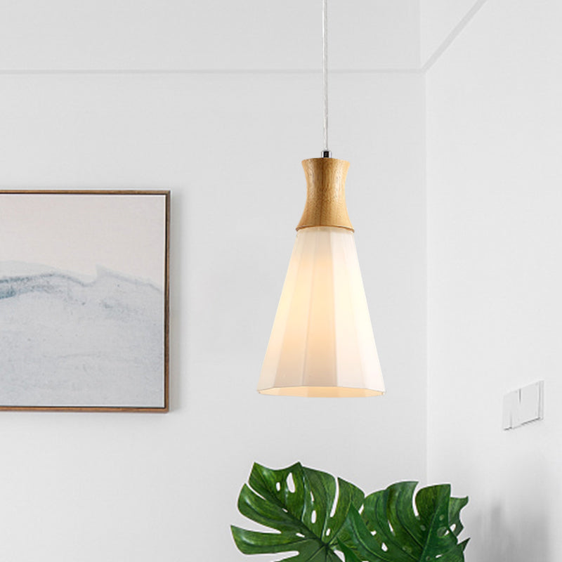 Nordic Style Hanging Light In White For Cloth Shop Restaurant - Milk Glass Coolie Suspension / 5.5