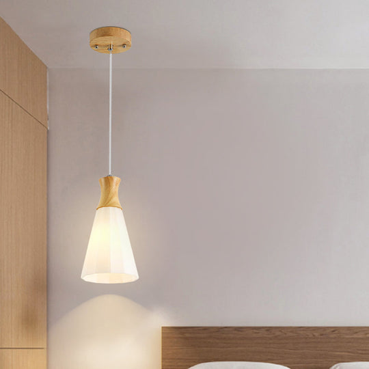 Nordic Style Hanging Light In White For Cloth Shop Restaurant - Milk Glass Coolie Suspension