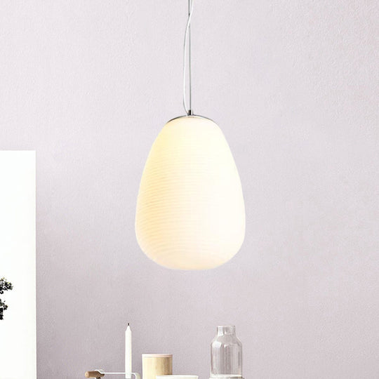 Nordic Pendant Light - Stylish Opal Glass Suspension For Office & Kitchen Island White / 9.5