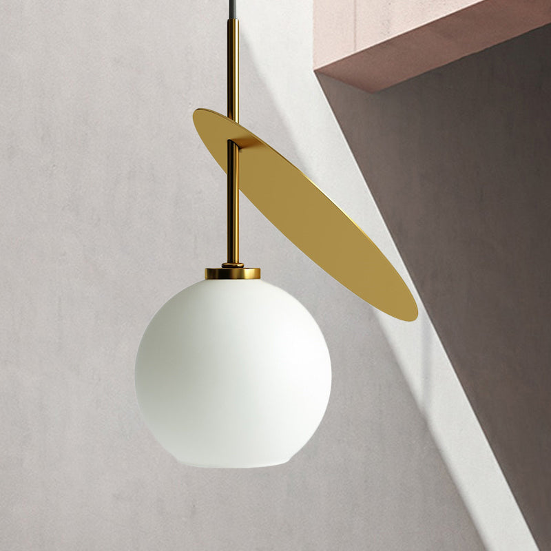 Contemporary Glass Globe Pendant Light With Metallic Circle - Ideal For Restaurants Gold / 10