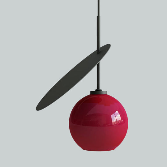 Contemporary Glass Globe Pendant Light With Metallic Circle - Ideal For Restaurants