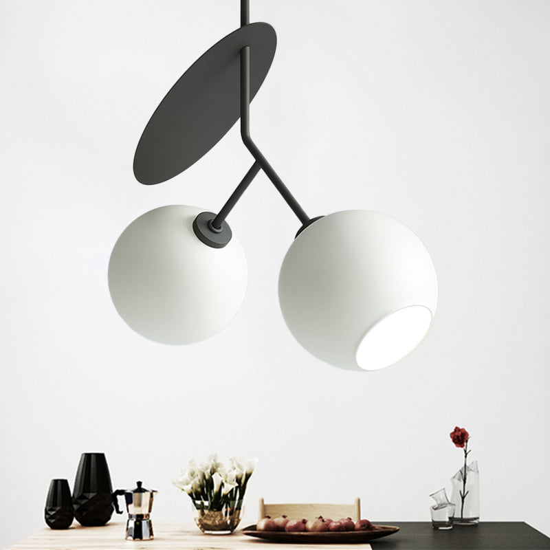 Contemporary Glass Globe Pendant Light With Metallic Circle - Ideal For Restaurants Black / 19.5