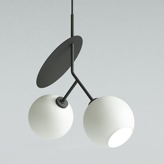 Contemporary Glass Globe Pendant Light With Metallic Circle - Ideal For Restaurants