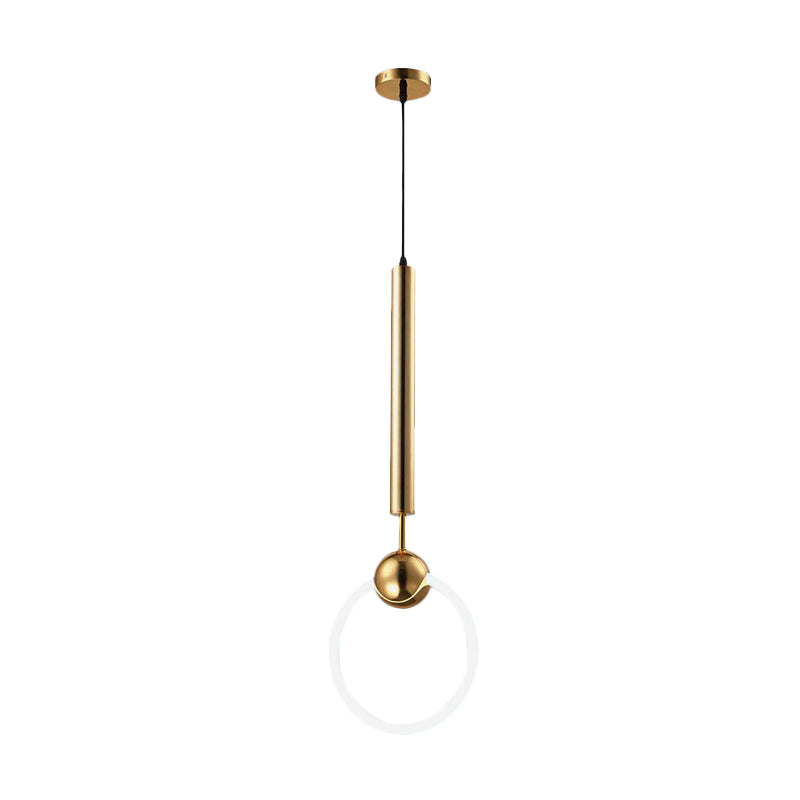 Modern Flute & Ring Pendant Light Macaron Style For Bedroom Metal Construction Single Head Hanging