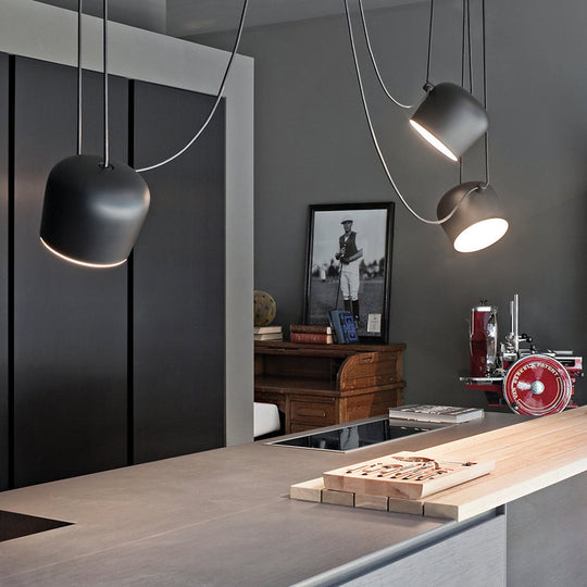 Monochrome Metal Pendant Light - Modern Suspension Lighting For Living Room 3 / Black 7