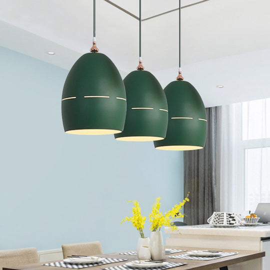 Metal Oval Suspension Light - Macaron Loft Hanging 1 For Dining Room Green