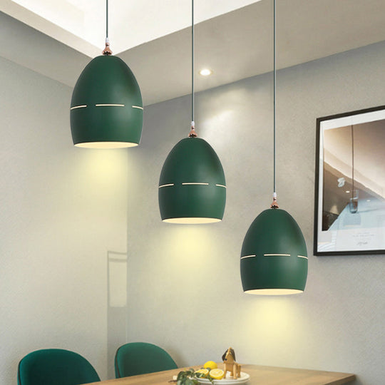 Metal Oval Suspension Light - Macaron Loft Hanging 1 For Dining Room