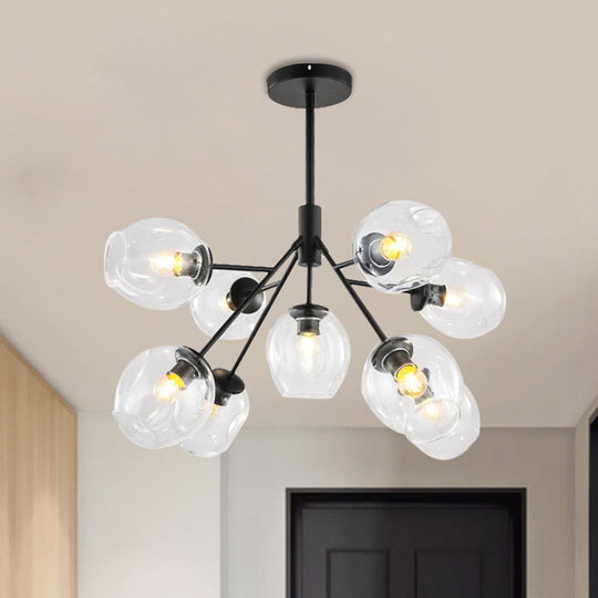 Modern Gold Finish Clear Glass Branching Chandelier - 7/9/13 Heads Simple Ceiling Pendant Light 9 /