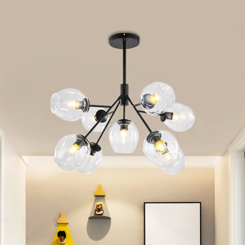 Modern Gold Finish Clear Glass Branching Chandelier - 7/9/13 Heads Simple Ceiling Pendant Light