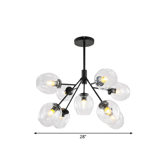Modern Gold Finish Clear Glass Branching Chandelier - 7/9/13 Heads Simple Ceiling Pendant Light