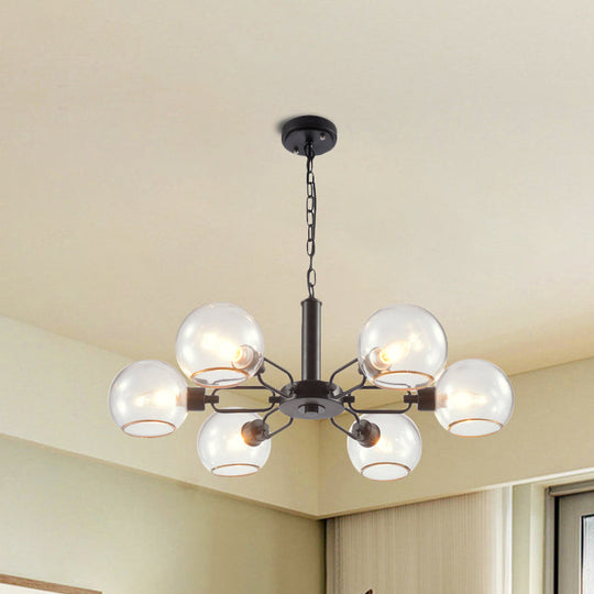 Modern Globe Chandelier: Black/Gold/White | 3/6 Light Pendant For Living Room