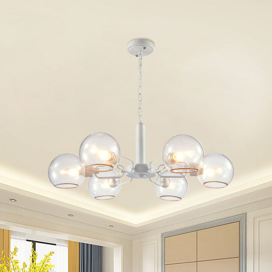 Modern Globe Chandelier: Black/Gold/White | 3/6 Light Pendant For Living Room 6 / White