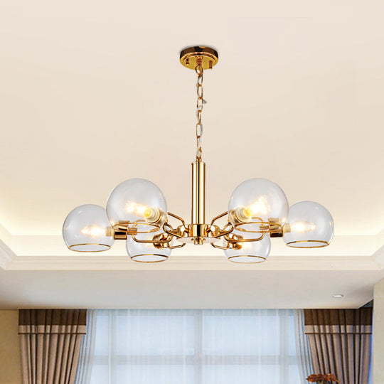 Modern Globe Chandelier: Black/Gold/White | 3/6 Light Pendant For Living Room 6 / Gold