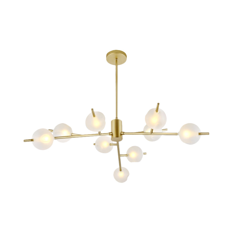 Frosted Glass Ball Chandelier - 9-Light Pendant Lamp In Black/Gold
