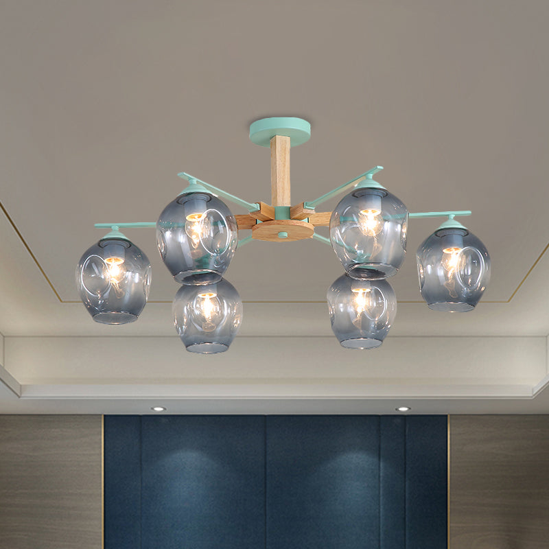 Modern Smoke Gray Glass Pendant Chandelier - 3/6 Light Modo Hanging Fixture for Living Room