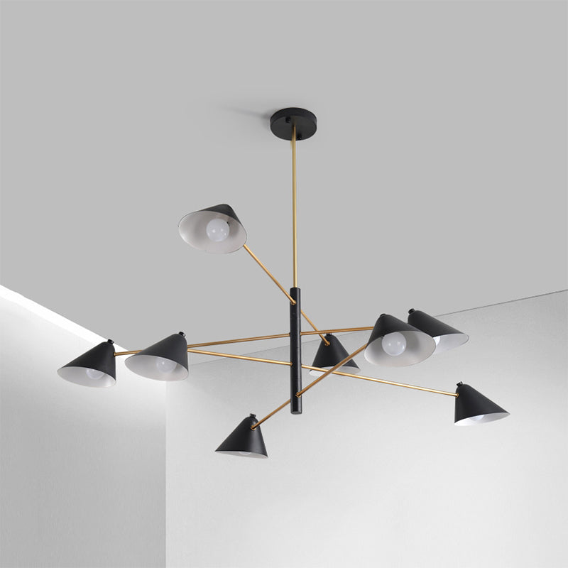 Contemporary Black Cone Shade Chandelier Light - 4/6/8 Lights Modern Hanging Lamp For Sitting Room