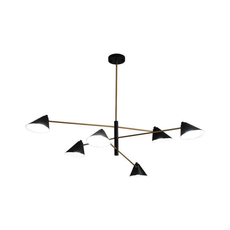 Contemporary Black Cone Shade Chandelier Light - 4/6/8 Lights Modern Hanging Lamp For Sitting Room